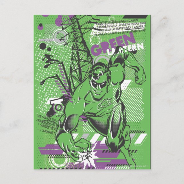 Green Lantern - Absurdes Collage Poster Postkarte (Vorderseite)