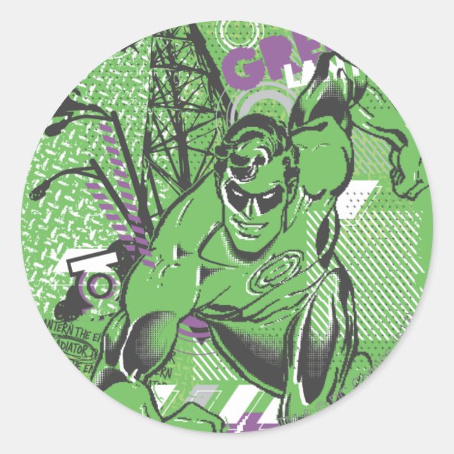 Green Lantern - Absurdes Collage Poster Runder Aufkleber (Vorderseite)