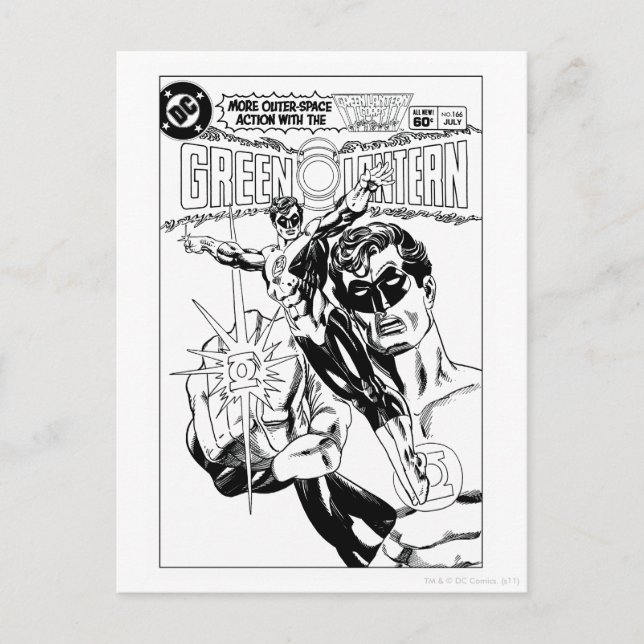 Green Lantern - Action Comic Cover, Black and Whit Postkarte (Vorderseite)