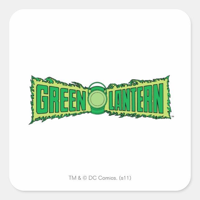 Green Lantern Logo mit Lattern Quadratischer Aufkleber (Vorderseite)