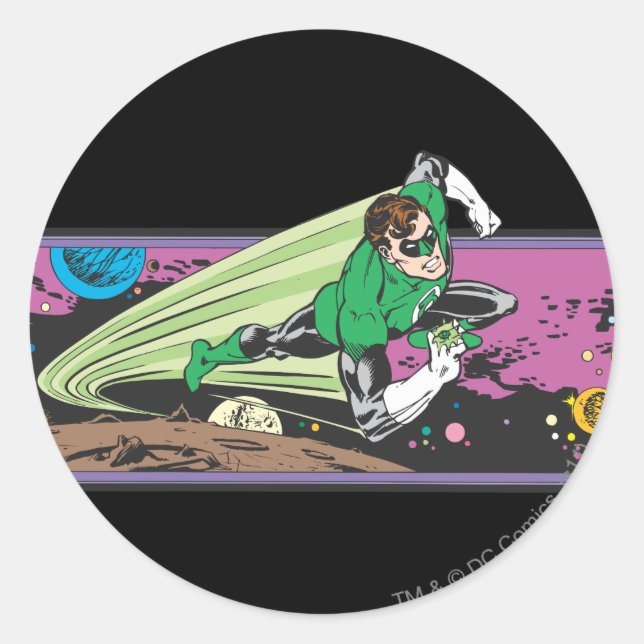 Green Lantern Races Thru Space Runder Aufkleber (Vorderseite)