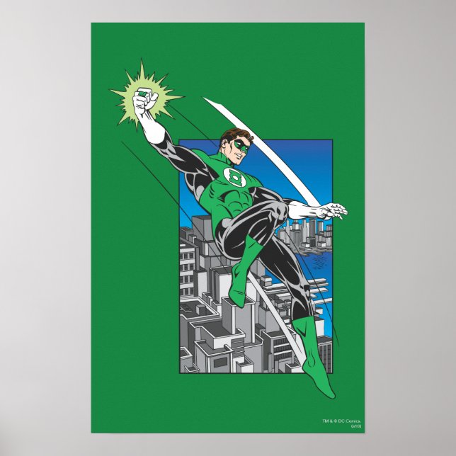 Green Lantern with City Background Poster (Vorne)