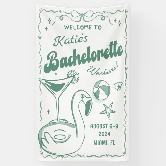 Green Last Toast Beach Bachelorette Weekend Banner (Vertikal)