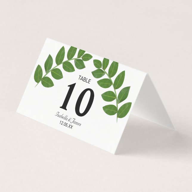 Green Laurel Blätter Hochzeitskappenkarte (Vorderseite)