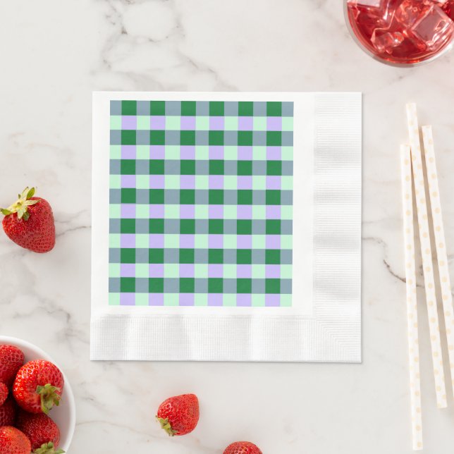 Green & Lavender Gingham Stripes Karo Muster Serviette (Beispiel)