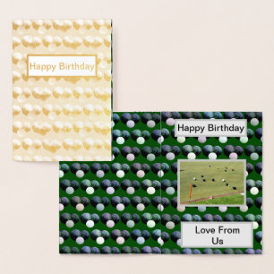 Green Lawn Bowls, Gold Foil Birthday Card, Folienkarte