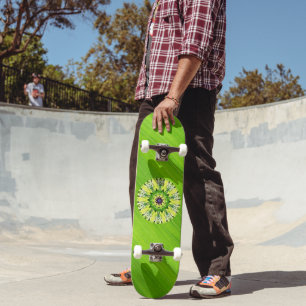 Green Leaf and Mandala Skateboard Deck