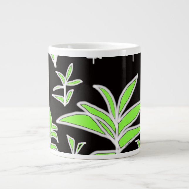 Green Leaf Black Jumbo-Tasse (Vorderseite)