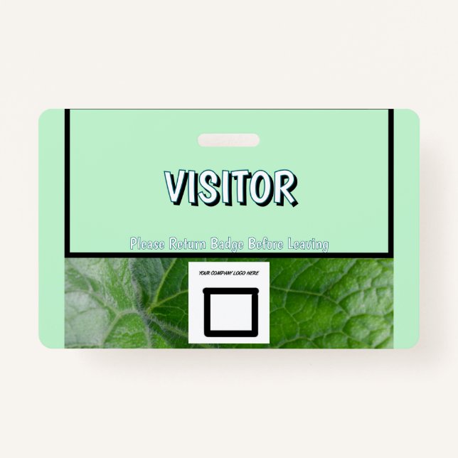 Green Leaf Détail Nom personnalisé Image Badge Vis (Devant)