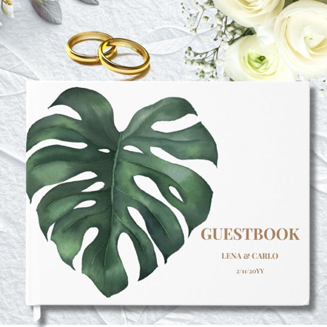 Green Leaf Monstera Wedding Gästebuch (Von Creator hochgeladen)