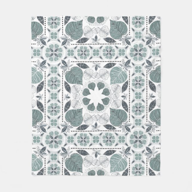 Green Leaf Muster Design Fleece Blanket (Vorderseite)