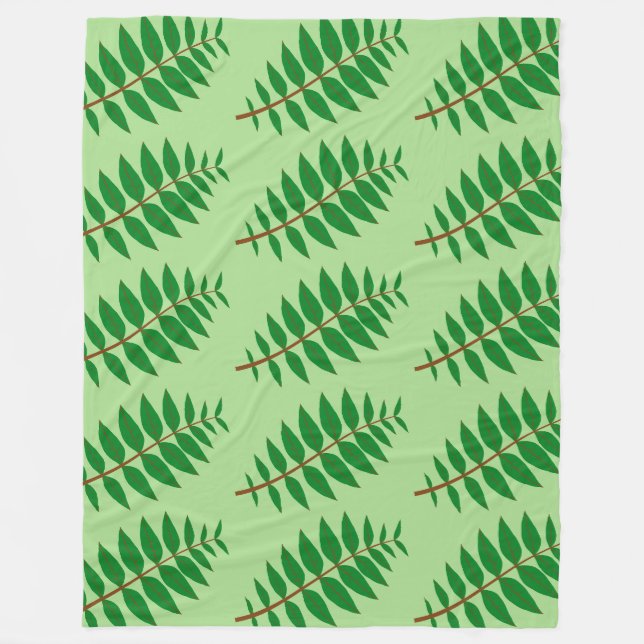 Green Leaf Muster Fleecedecke (Vorderseite)