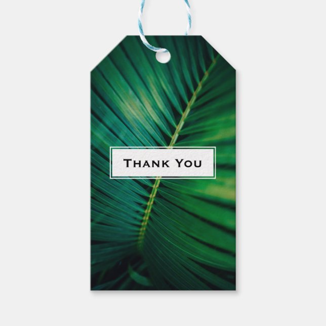 Green Leaf Palm Frontend Closeup Foto Vielen Dank Geschenkanhänger (Vorderseite)
