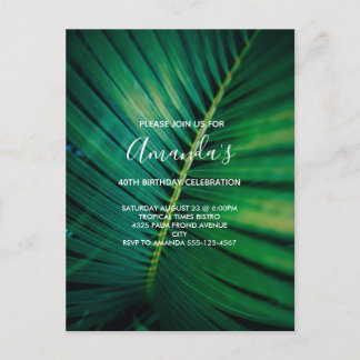 Green Leaf Palm Frontend Schließung Foto Geburtsta Einladungspostkarte