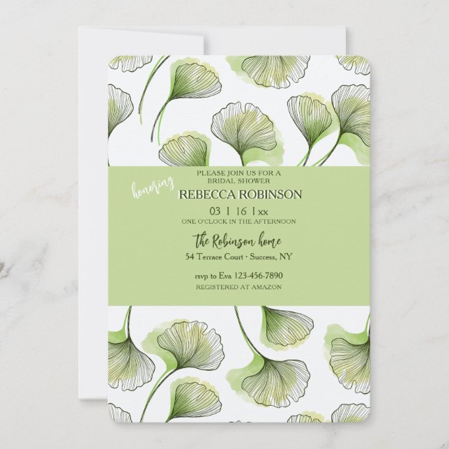 Green Leaf Pattern Invitation (Devant)