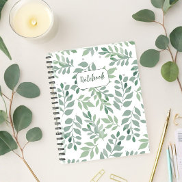 Green Leaf Pattern Personalized Notebook Notizblock