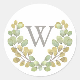 Green Leaf Simplizite Monogram Krautaufkleber Runder Aufkleber