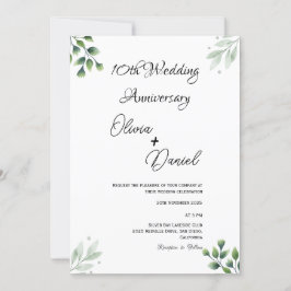 Green Leaf' Standard 10th Wedding Anniversary  Einladung