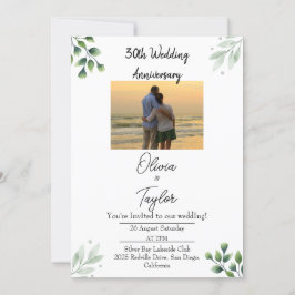 Green Leaf' Standard 30th Wedding Anniversary  Einladung