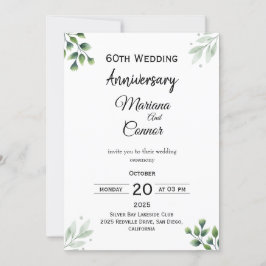 Green Leaf' Standard 60th Wedding Anniversary  Einladung