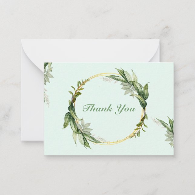 Green Leaf Wreath Corolla Vielen Dank Mitteilungskarte (Vorderseite)