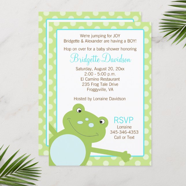 Green Leap Frog Dusche Einladung 2 Seite einladen (Leap Frog Baby Shower Invitation )