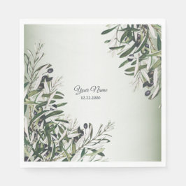 Green Leaves Black Olive Elegant Wedding Party Serviette