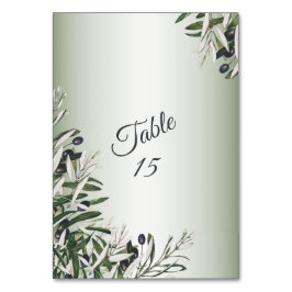 Green Leaves Black Olive Elegant Wedding Party Tischnummer