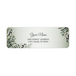 Green Leaves Black Olive Wedding Return Address