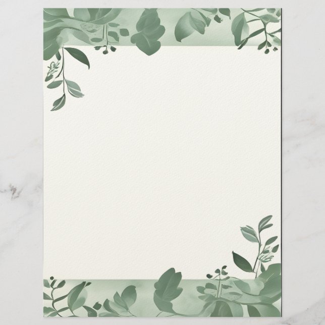 Green Leaves Border Stationery Briefbogen (Vorderseite)