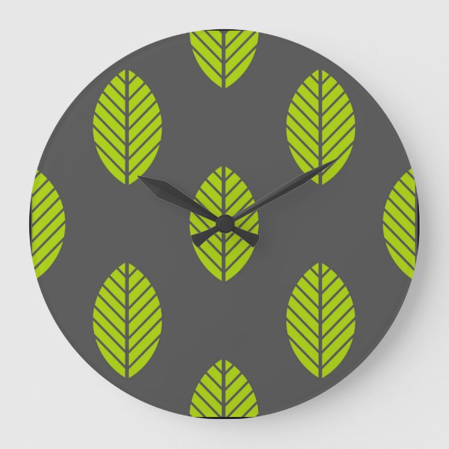 Green leaves clock große wanduhr (Vorderseite)