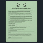 GREEN Leder EYELASH EXTENSION CONSENT FORMULAR Flyer<br><div class="desc">Eyelash Extensions Consent Formulare sind perfekt für Ihr Lash Extension Geschäft. Dieses moderne und ausgeklügelte Konsensformular bietet eine glamouröse, minimalistische Illustration der Wimpern einer Frau, einen Titel und einen Block, in dem Sie alle Ihre Einwilligungsinformationen auf einen Luxus vor einem gedruckten LIGHT GREEN Lederhintergrund einfügen können. LEADER IST EIN DRUCKENDER...</div>