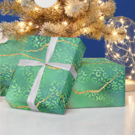 Green Leopard Agate | Glam Abstract Jungle Geschenkpapier