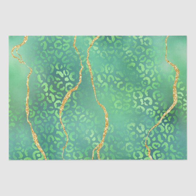 Green Leopard Agate | Glam Abstract Jungle Seidenpapier (Vorderseite)