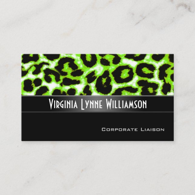 Green Leopard Moderne Carte de visite professionne (Devant)