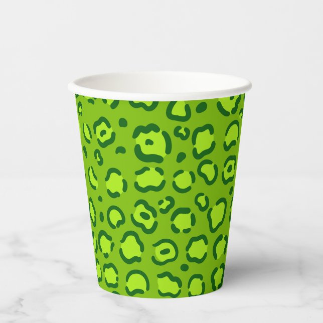 Green Leopard Print Pappbecher (Vorderseite)
