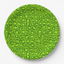 Green Leopard Print Pappteller