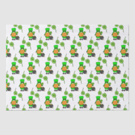 Green Leprechaun Gnome mit Kleeblatt Seidenpapier