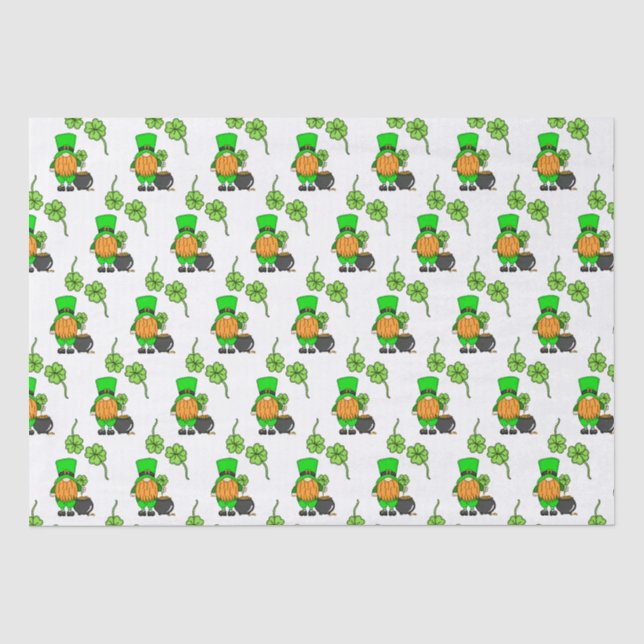 Green Leprechaun Gnome mit Kleeblatt Seidenpapier (Vorderseite)