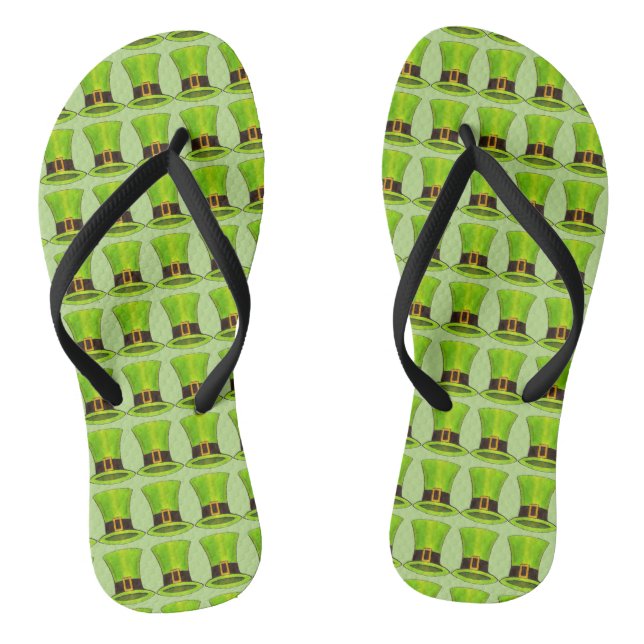Green Leprechaun Hat St. Patricks Day Flip Flops (Fußbett)