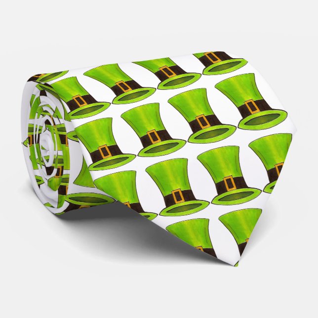 Green Leprechaun Tophat Saint Patrick's Day Krawatte (Gerollt)