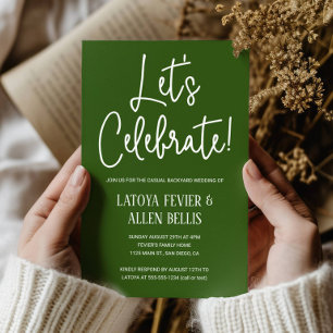 Green Let's feiern Lässige Backyard Wedding Einladung