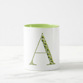 Green Letter A Mug – Minimal Gradient MonogramGift Tasse