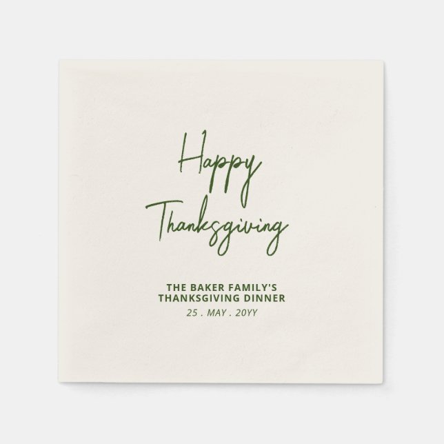 Green Letters Happy Thanksgiving Party Serviette (Vorderseite)