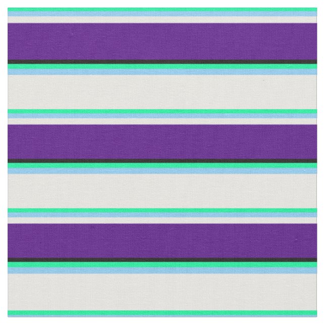 Green, Light Sky Blue, White, Indigo & Black Stoff (Nahaufnahme)