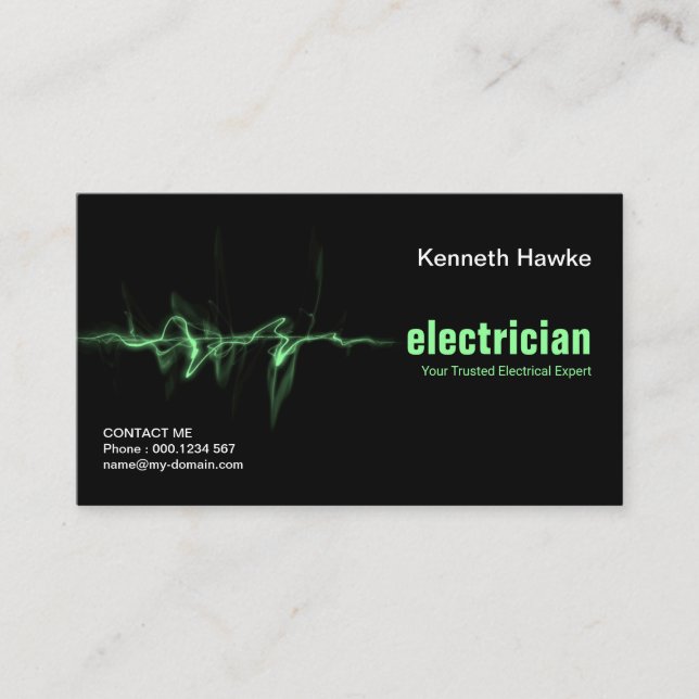 Green Lightning Electrical Strike Electrician Visitenkarte (Vorderseite)