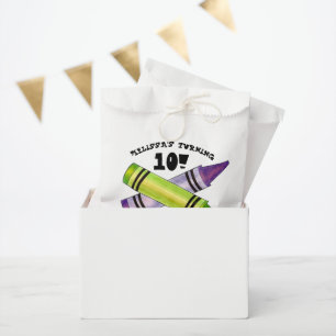 Green Lila Artist Crayons Child Birthday Party Geschenktütchen
