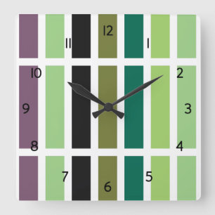 Green Lila Black Hues Quadratische Wanduhr