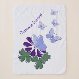 Green Lila Blue Doodle Blume Butterflies Baby Sherpadecke