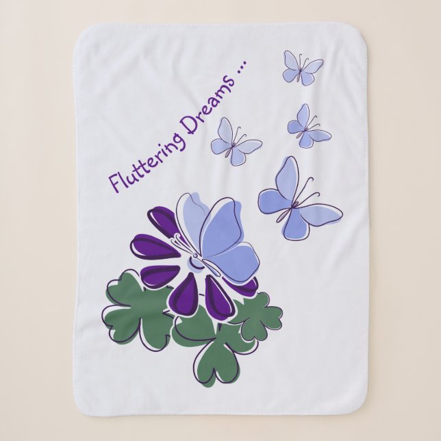 Green Lila Blue Doodle Blume Butterflies Baby Sherpadecke (Vorderseite)